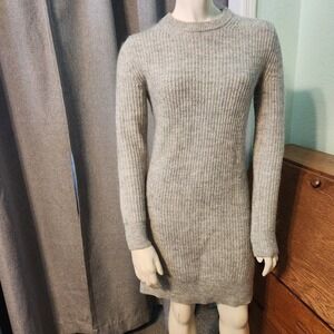 Warm MICHAEL KORS Ribbed MERINO WOOL Mohair Blend Sweater Dress XS Gray EUC